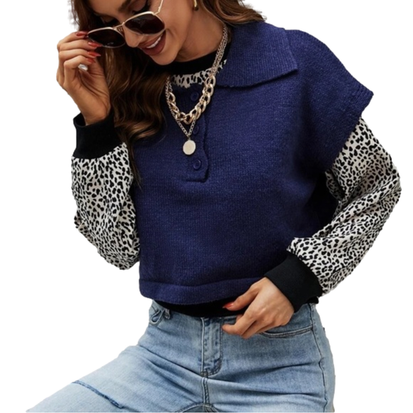 NEW Solid Half Placket Crop Knit Top size 6 - Picture 1 of 2